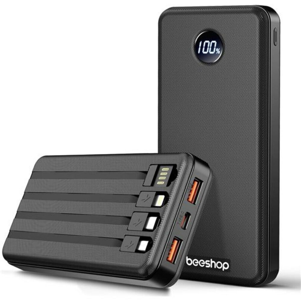 37000mAh portable power bank with built in cables fast charging battery pack